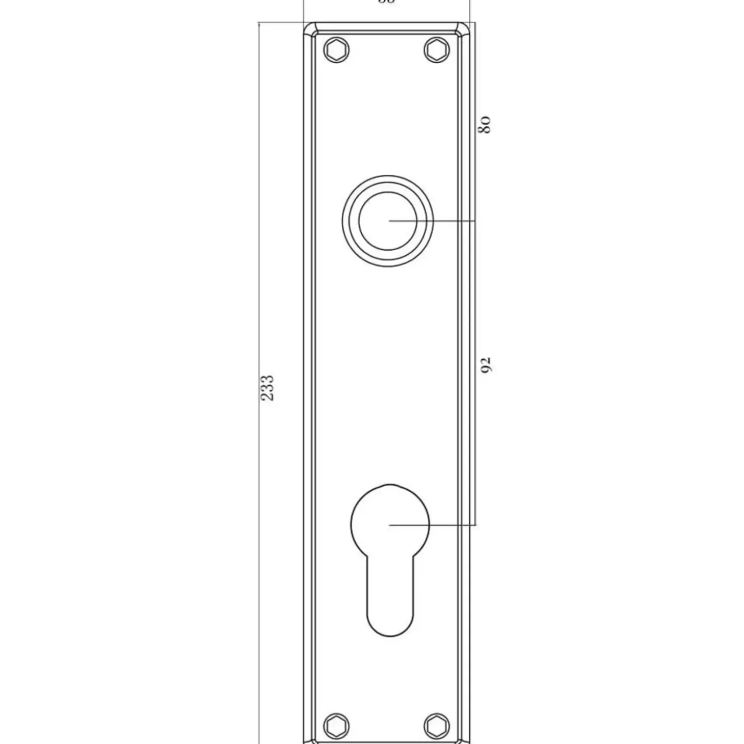Jasa langskilt t/dråbecylinder 233x53x5 mm CC92 børstet rustfrit stål