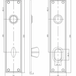 Jasa langskilte sæt t/ASSA 233x53x5 mm børstet rustfrit stål