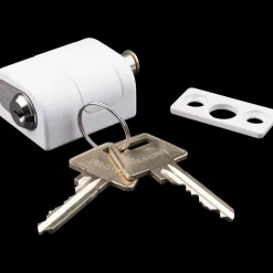 Jasa vindueslås med cylinder m/2 nøgler hvid