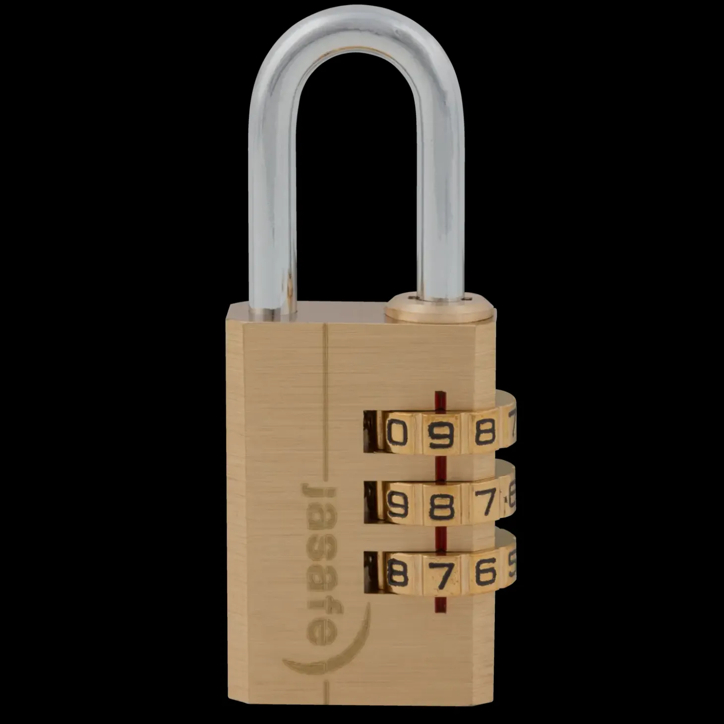 Jasafe hængelås 30 mm m/3 tal kode messing