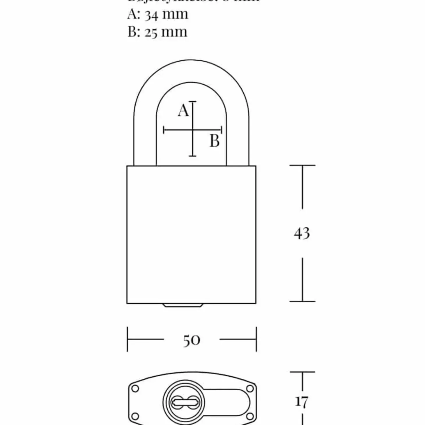 Jasafe hængelås 40 mm m/hærdet bøjle rustfri