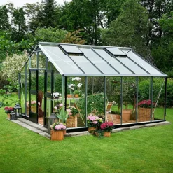 Juliana Gartner 16,2 m² drivhus alu/sort med 3mm hærdet glas