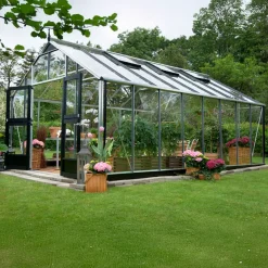 Juliana Gartner 21,4 m² drivhus alu/sort med 3mm hærdet glas