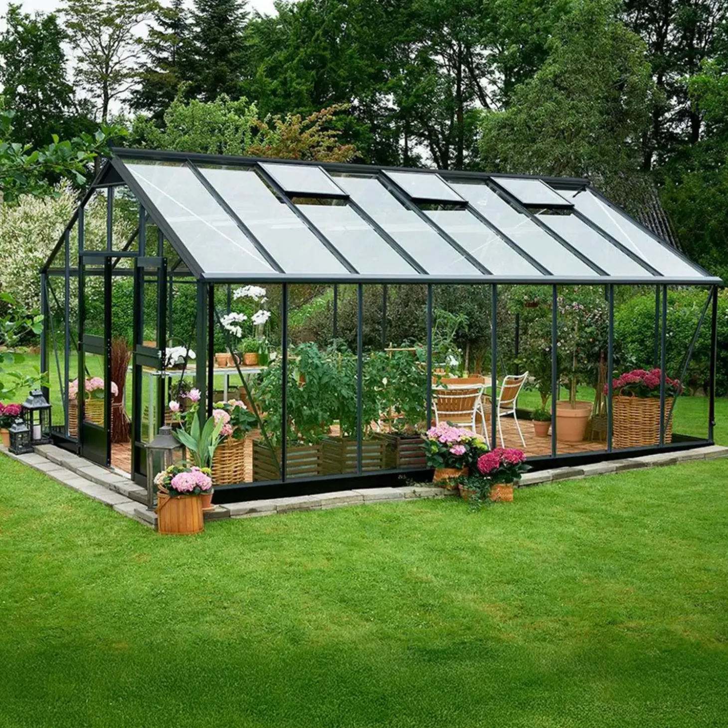 Juliana Gartner 21,4 m² drivhus antracit/sort med 3 mm hærdet glas