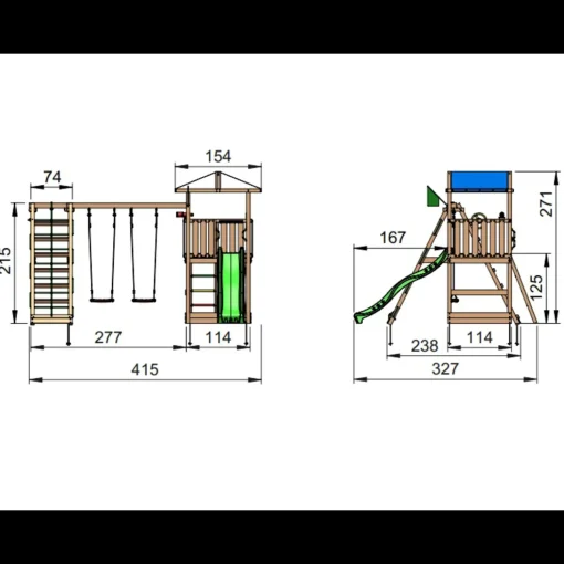 Jungle Gym Hut legetårn m/climbmodul