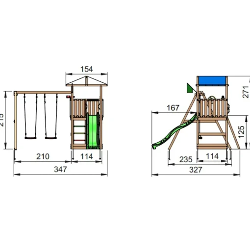 Jungle Gym Hut legetårn m/swingmodul