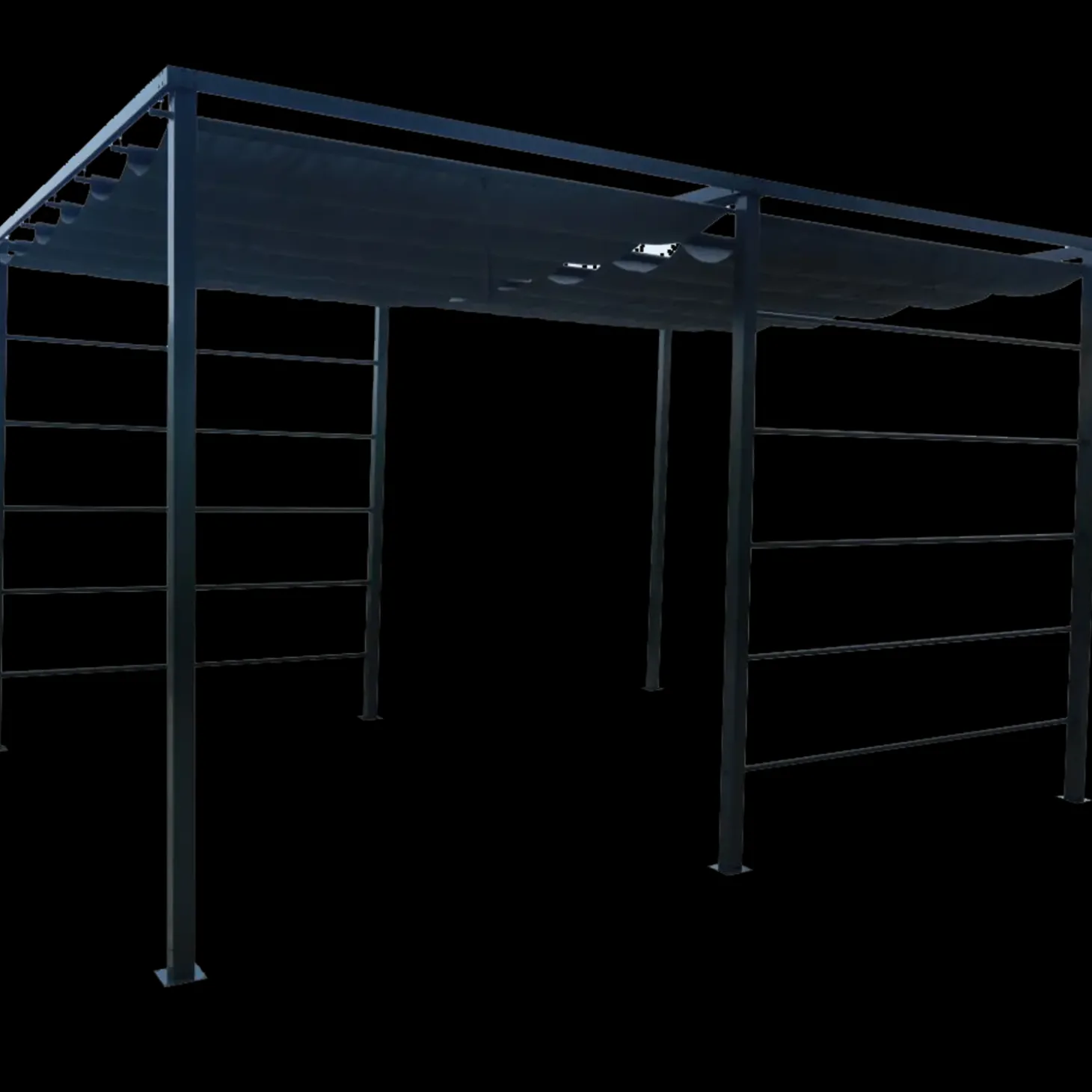 Kina pergola m/rulletag 298x240x398 cm sort