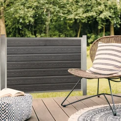 Kirkedal galvaniseret komposithegn startsæt 90 cm 25 mm fer/not, sort