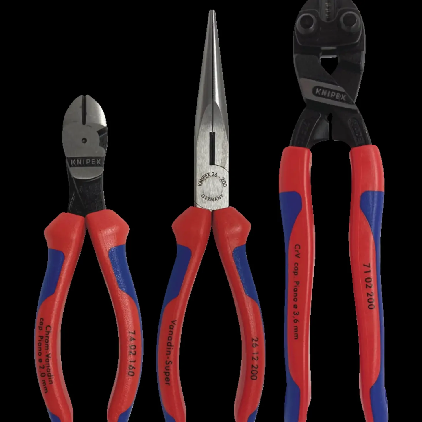 Knipex tangsæt, CoBolt® boltsaks/kraft-skævbider/fladrundtang