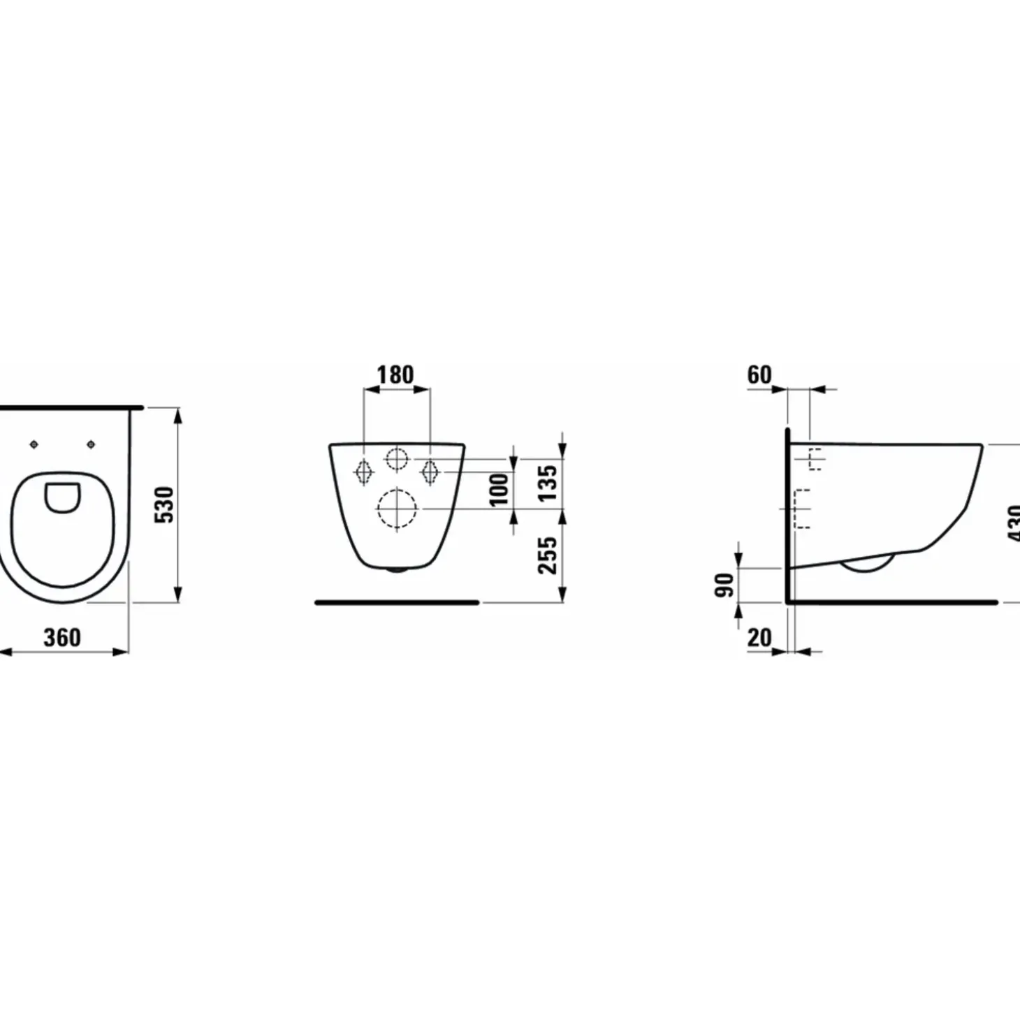 Laufen Pro væghængt toilet inkl. SoftClose toiletsæde hvid