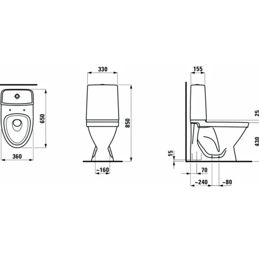Laufen Rigo toilet m/skjult S-lås hvid