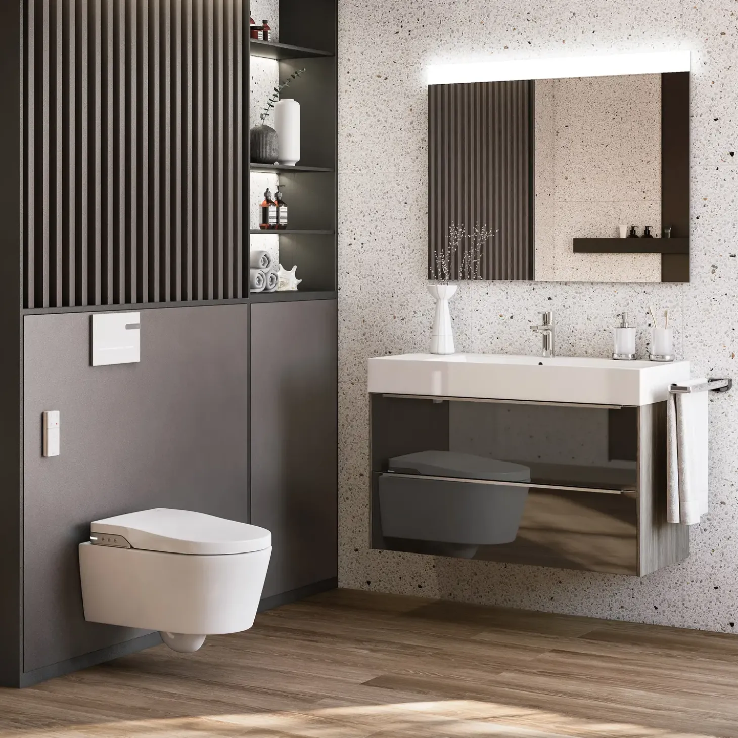 Laufen Roca Inspira væghængt duschtoilet inkl. softclose sæde hvid