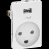 LK Fuga stikkontakt m/USB-lader hvid