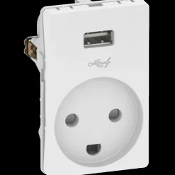 LK Fuga stikkontakt m/USB-lader hvid