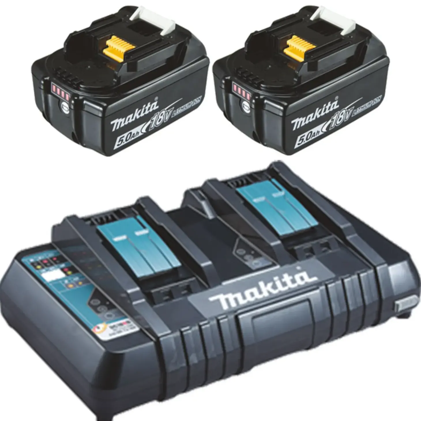 Makita DLM460PT2 2x18V LXT plæneklipper 2x5,0 Ah batteri og lader