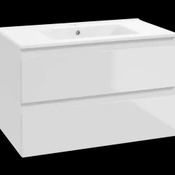 Mikelo vaskeskab med porcelænsvask, hvid højglans - 60 cm