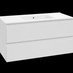 Mikelo vaskeskab med porcelænsvask, hvid mat - 60 cm