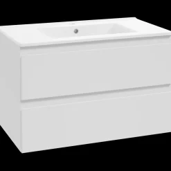 Mikelo vaskeskab med porcelænsvask, hvid mat - 60 cm