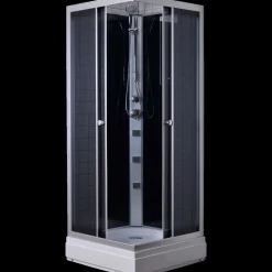 Milobad brusekabine rondo med massagedyser 80x80 cm hvid/grå