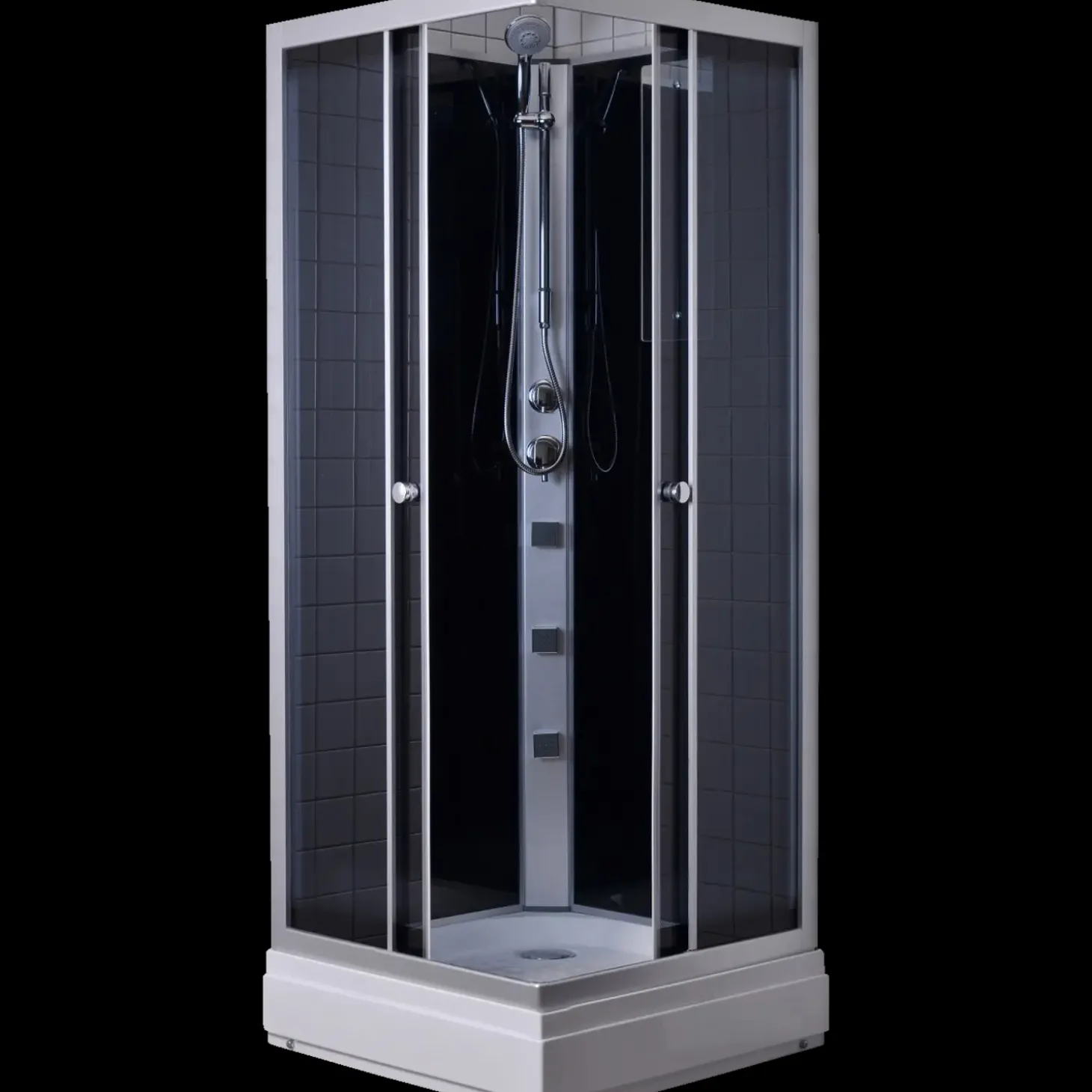 Milobad brusekabine rondo med massagedyser 80x80 cm hvid/grå