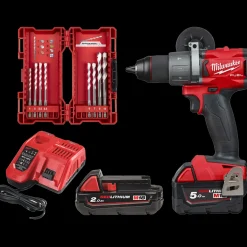 Milwaukee DAV-FDP2-522X 18V slagboremaskine m/batterier/lader og borsæt