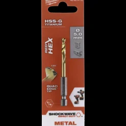 Milwaukee Red Hex shockwave™ HSS-Tin metalbor 5 mm
