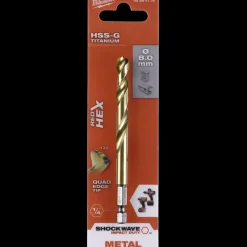 Milwaukee Red Hex shockwave™ HSS-Tin metalbor 8 mm