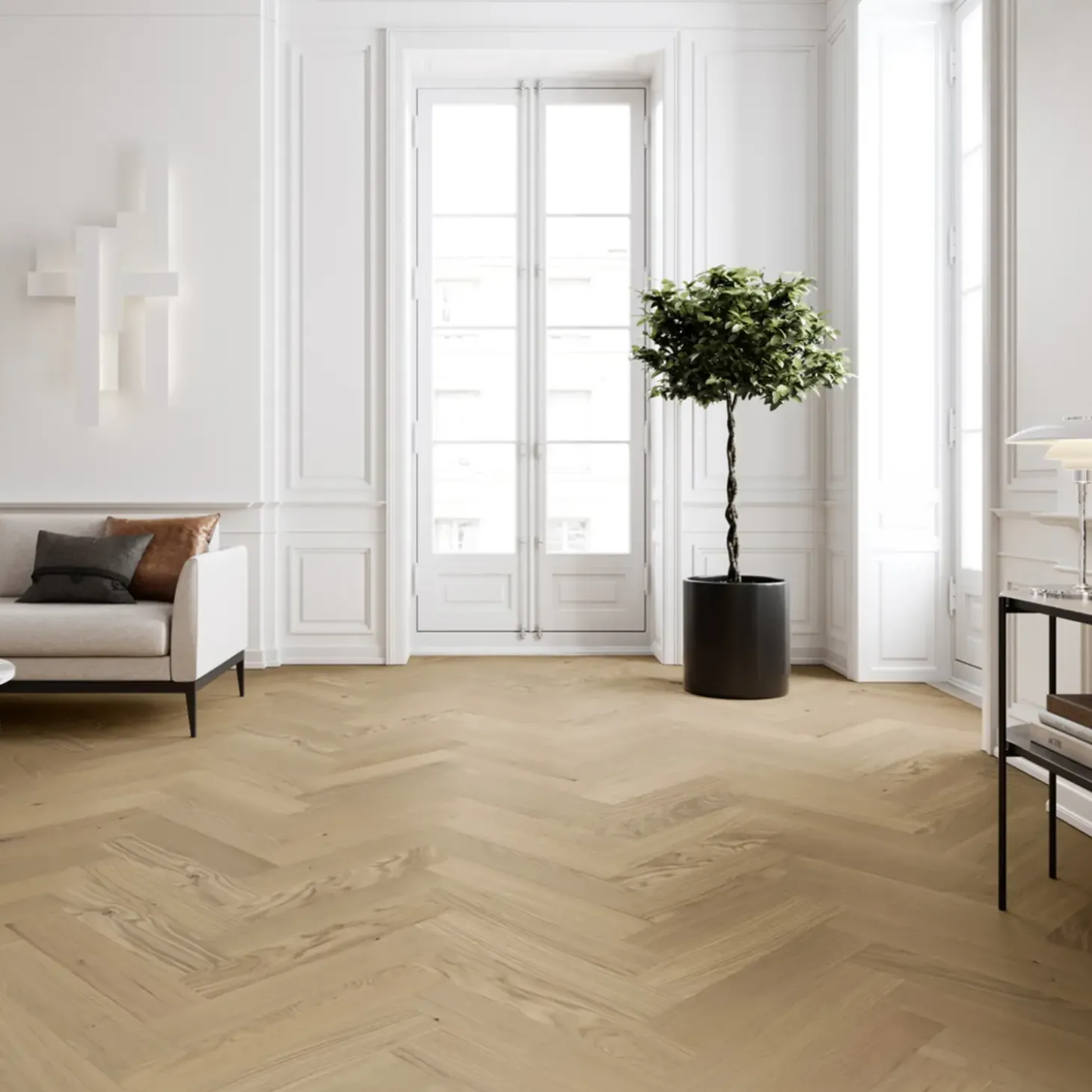 Moland Super Brisbane venstre-stav sildebens-parketgulv i eg