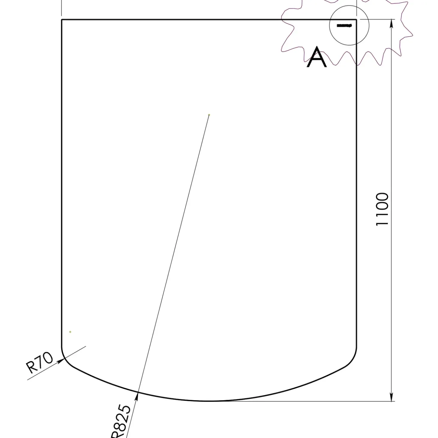 Morsø glasgulvplade rektangulær med buet forkant 85 x 110 cm