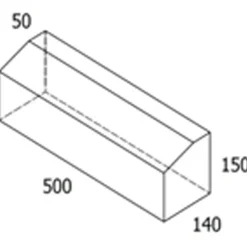 Multikant standard TP15/50 koks med skrå forkant - 14x50x15,5 cm