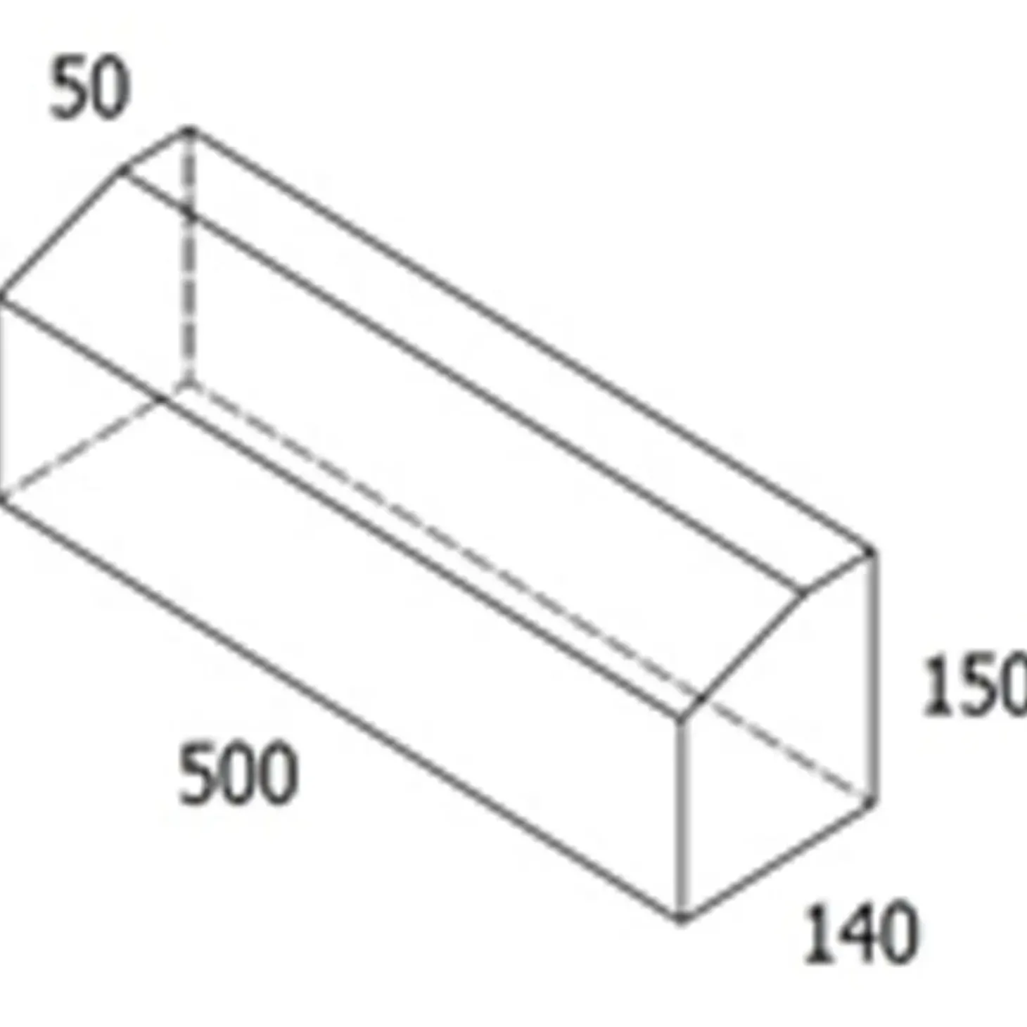 Multikant standard TP15/50 koks med skrå forkant - 14x50x15,5 cm