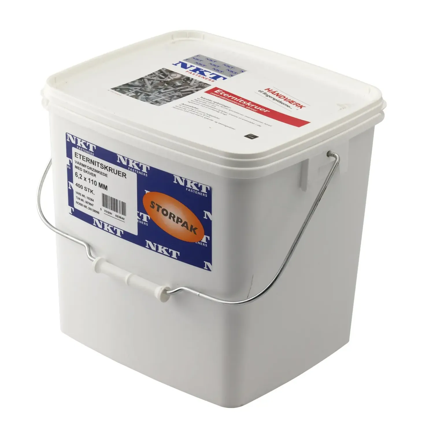 NKT SK eternitskruer u/skive 6,2x110 mm varmforzinket 100 stk
