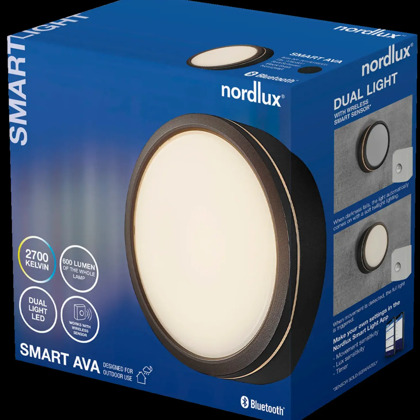 Nordlux Ava udendørs LED væglampe plafond sort