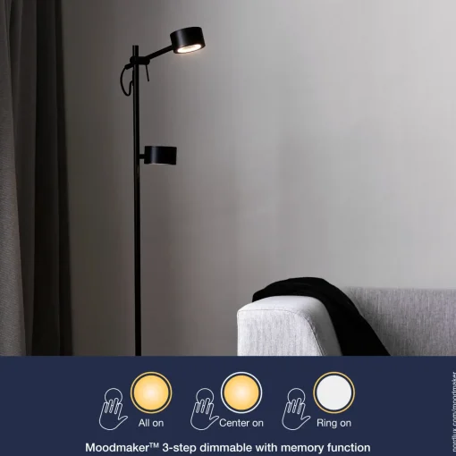 Nordlux Clyde gulvlampe LED sort