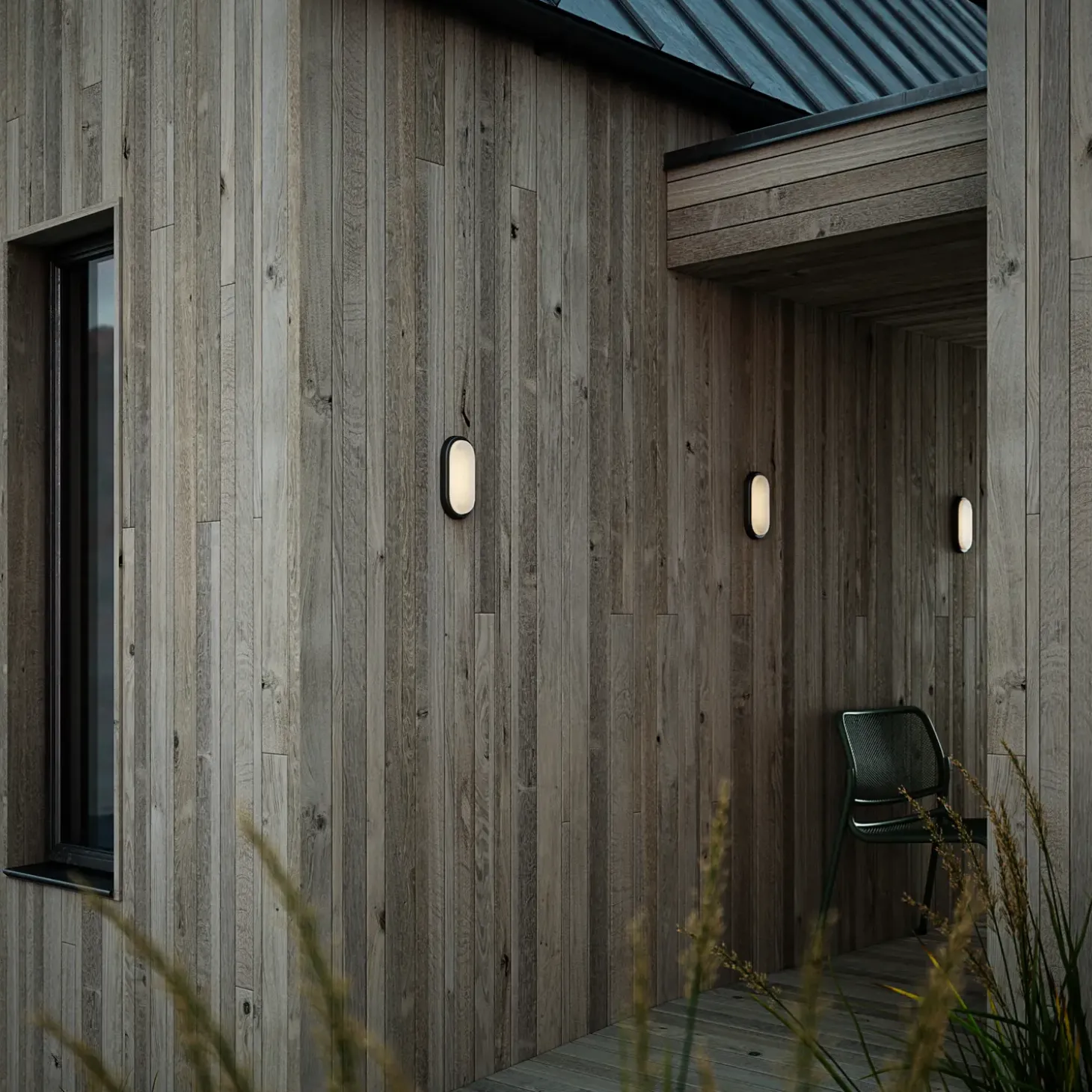 Nordlux oval udendørs væglampe sort