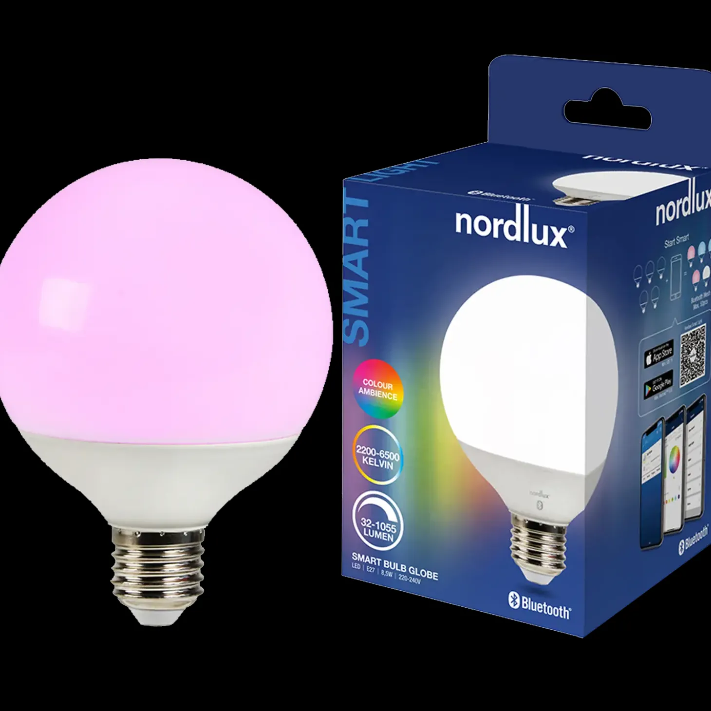 Nordlux smart pære color LED E27 G95 4,7W klar