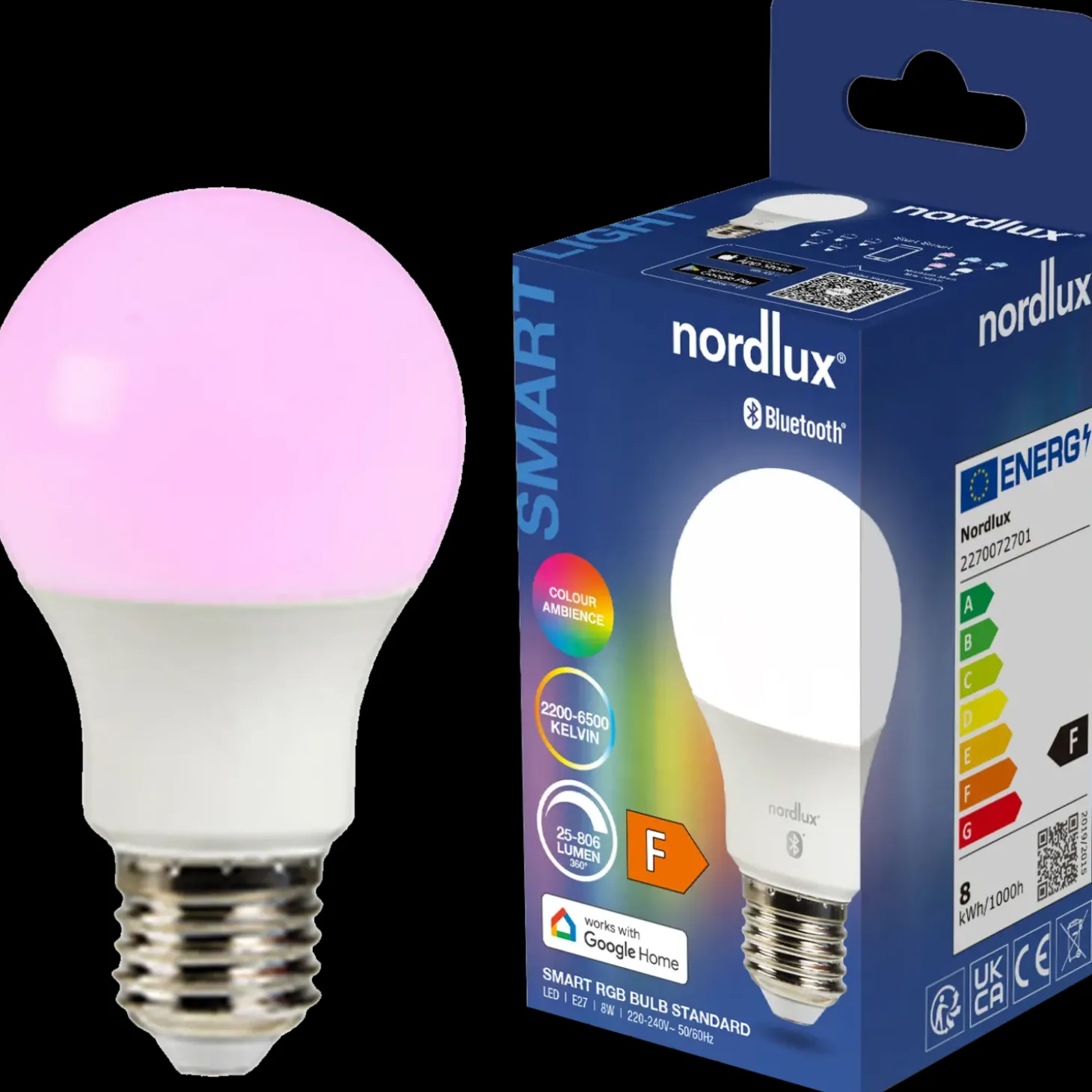 Nordlux smart pære colour LED E27 A60 8W RGB