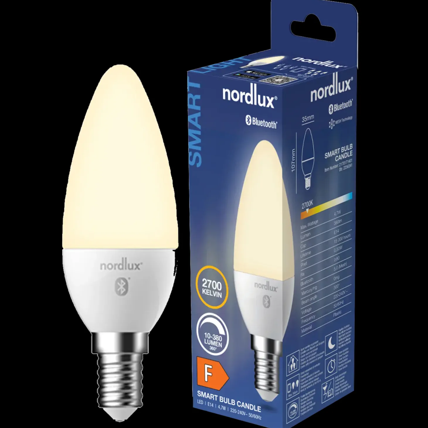 Nordlux smart pære LED E14 C35 4,7W hvid