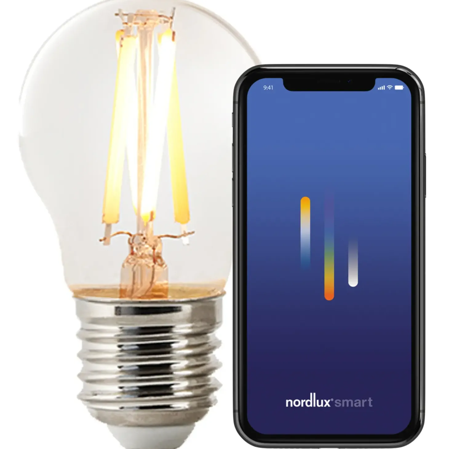 Nordlux smart pære LED E27 filament G45 4,7W klar