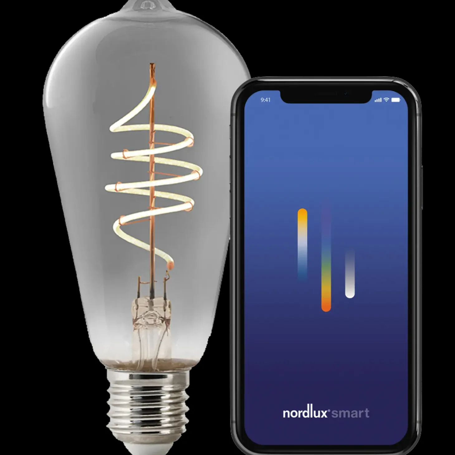 Nordlux smart pære LED E27 ST64 4,7W røgfarvet