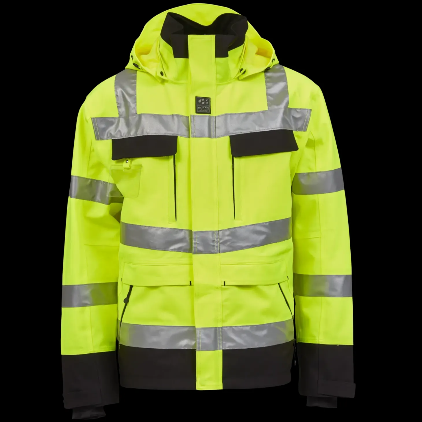 Ocean Åbo Stretch vandtæt arbejdsjakke herre hi-vis gul/sort str. M