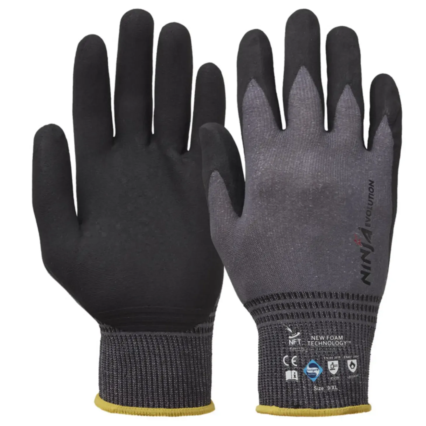 OS Ninja Evolution arbejdshandsker sort/mørkegrå str. 8