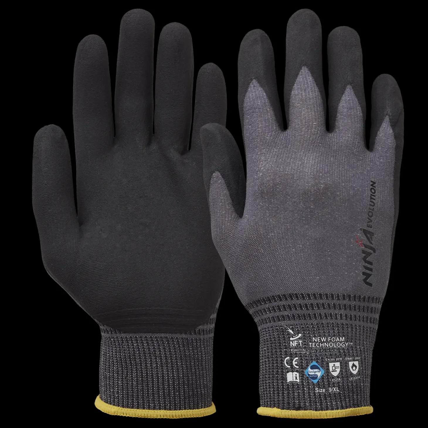 OS Ninja Evolution arbejdshandsker sort/mørkegrå str. 8