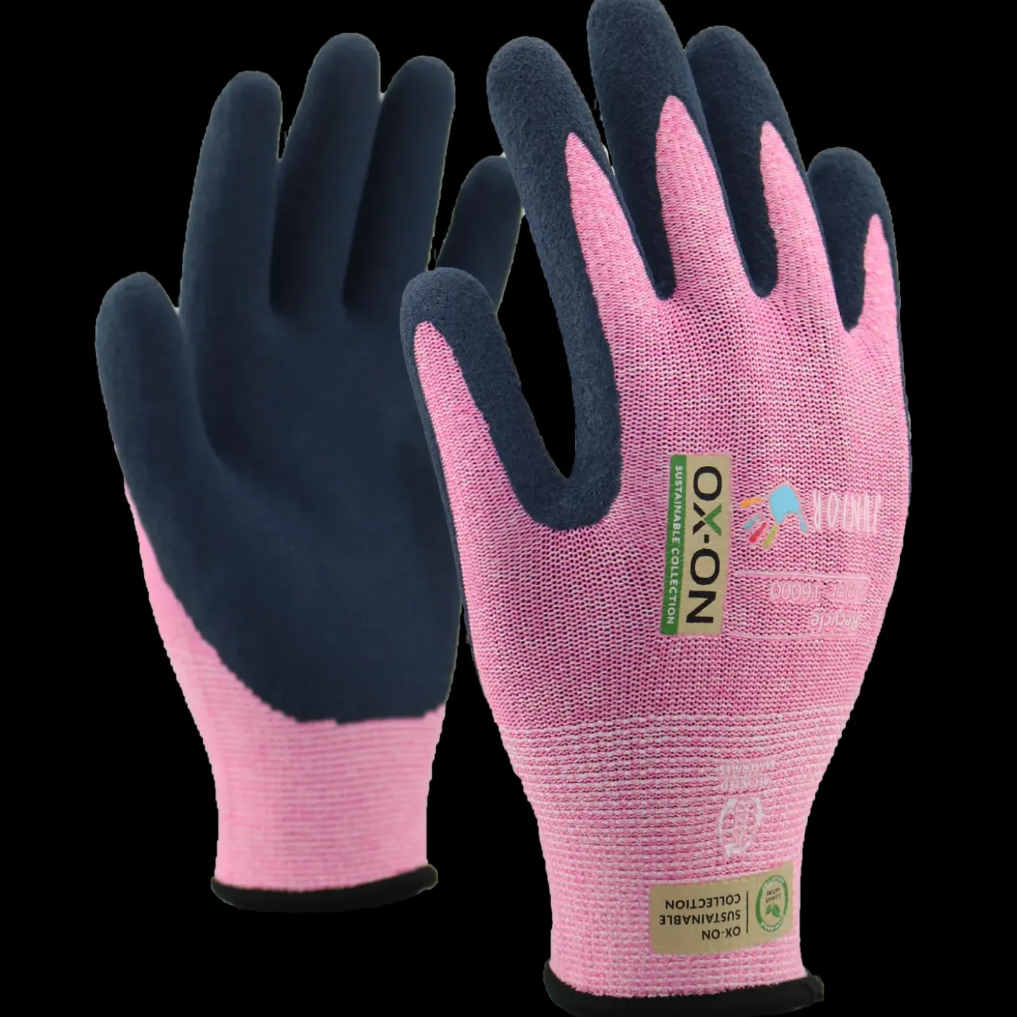OX-ON 16000 Recycle Junior arbejdshandsker str. 4-6 år pink