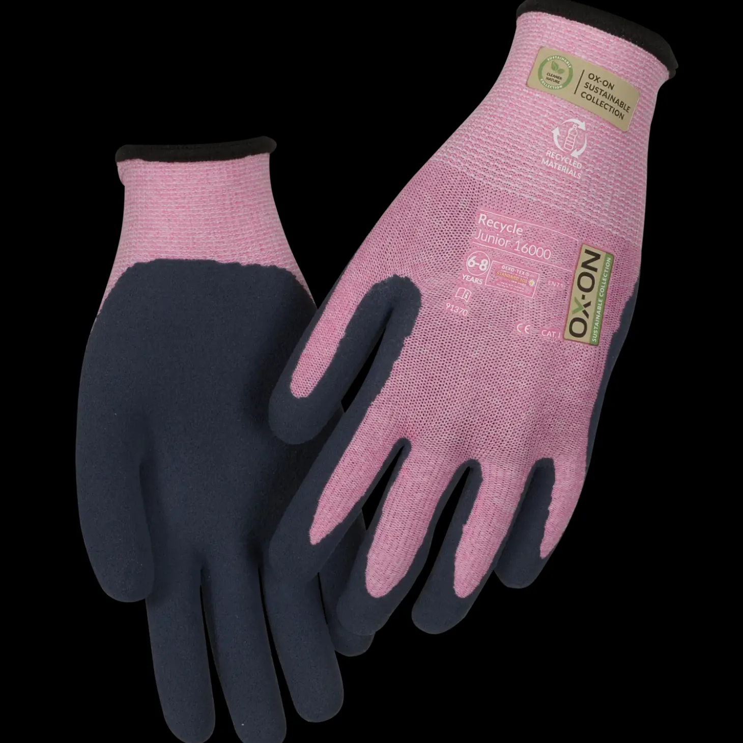 OX-ON 16000 Recycle Junior arbejdshandsker str. 4-6 år pink