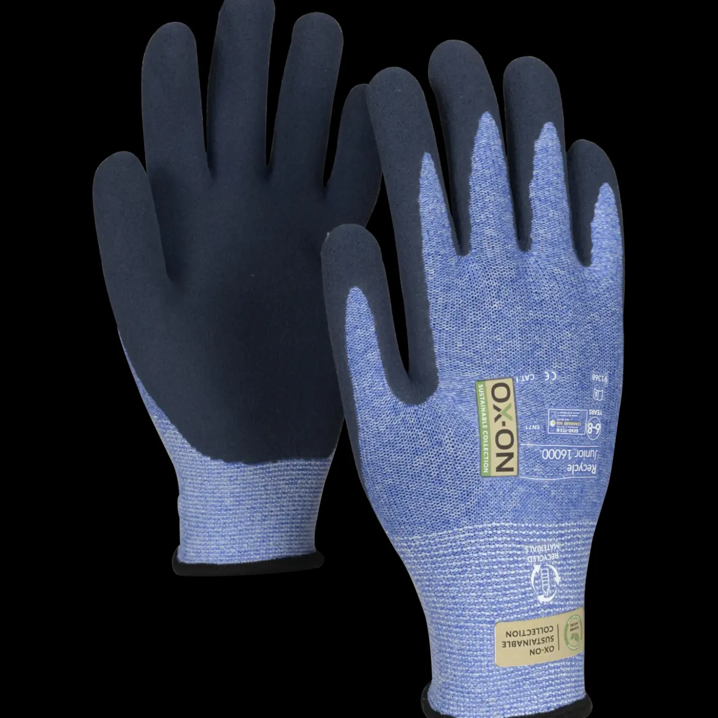 OX-ON 16000 Recycle Junior arbejdshandsker str. 6-8 år blå
