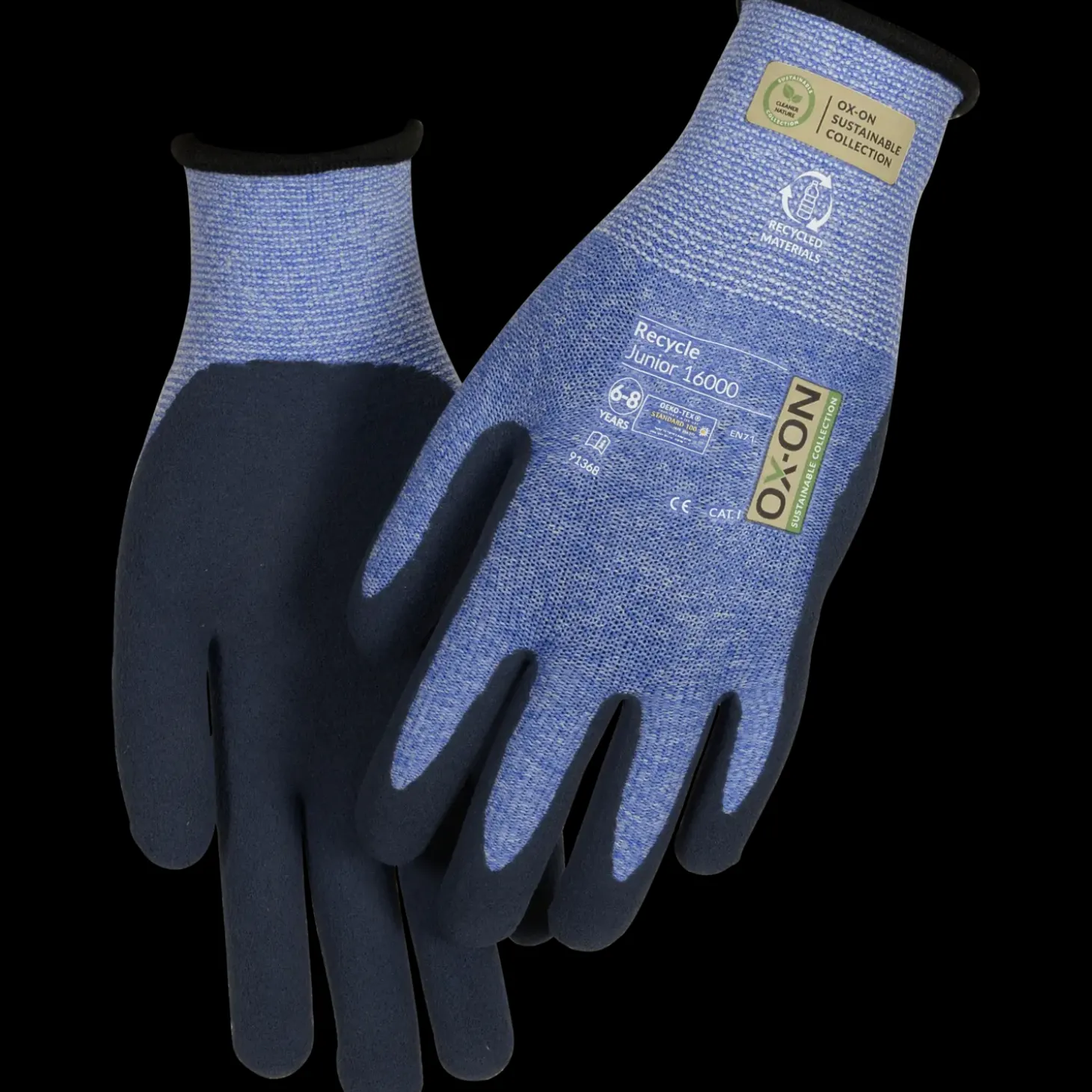 OX-ON 16000 Recycle Junior arbejdshandsker str. 6-8 år blå