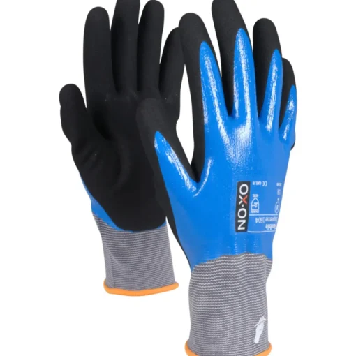 OX-ON Flexible Supreme 1604 vandtæt handske grå/blå/sort str. CE 10