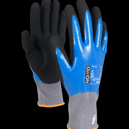 OX-ON Flexible Supreme 1604 vandtæt handske grå/blå/sort str. CE 10