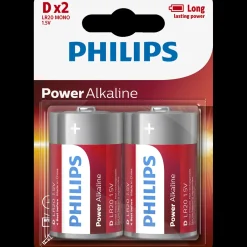 Philips Alkaline LR20 batteri 2 stk.